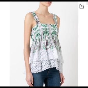 Tory Burch Tiered Silk Georgette Top size 2